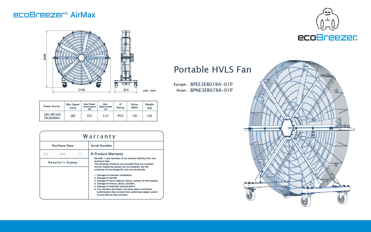 ecoBreezer® AirMax Mobiler Ventilator